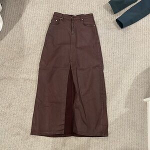 pilcro leather maxi skirt brown size 2